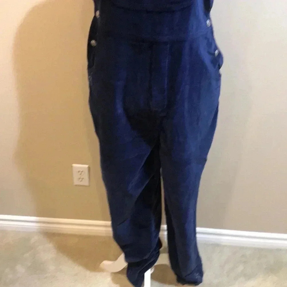 Blue Velvet 100% Cotton 5 Pocket Overalls Snow Flakes Embellishments-Size L - Picture 6 of 14